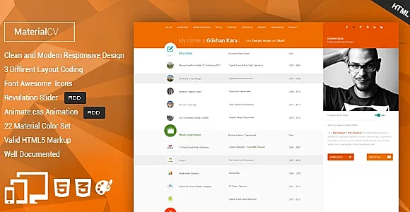 Material CV - Personal CV HTML Template