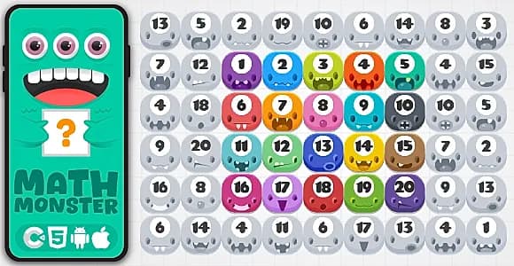 Math Monster - HTML5 Game, Construct 3
