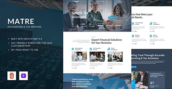 Matre - Accounting & Tax Services HTML Bootstrap Template