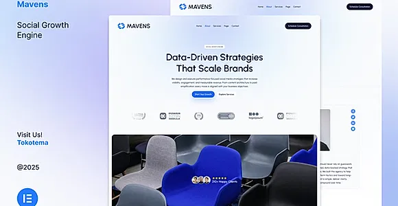 Mavens - Social Growth Engine Website Elementor Template Kits