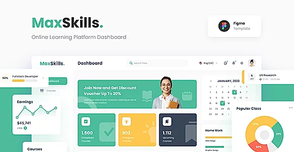 MaxSkills - Online Learning Platform Dashboard Figma