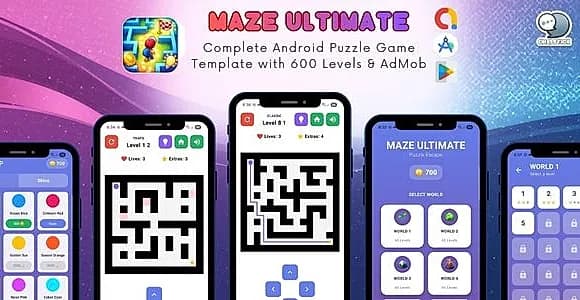 Maze Ultimate - Complete Android Puzzle Game Template with 600 Levels & AdMob