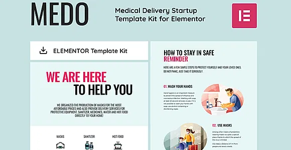 MEDO - Medical Delivery Startup Elementor Template Kit
