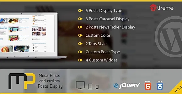 Mega Posts and custom Posts Display WordPress Plugin
