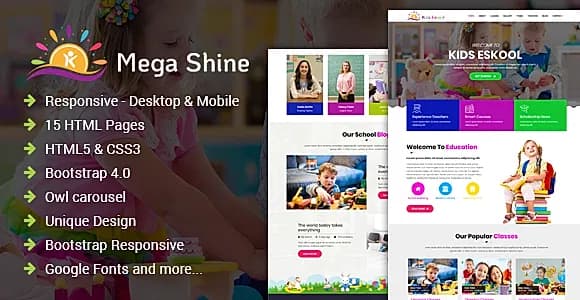 MegaShine- Education Primary School HTML Template