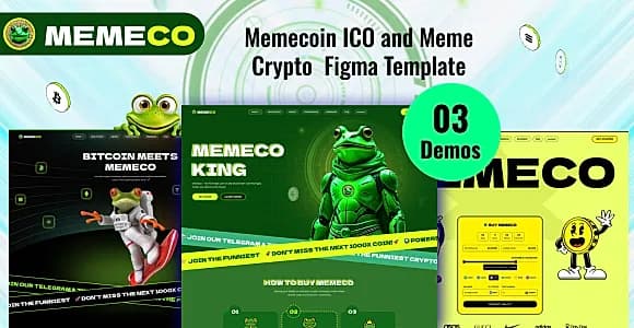 Memeco - Meme Coin ICO & Crypto Figma Template