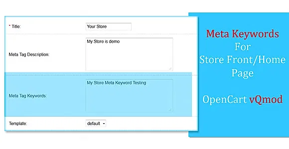 Meta Keywords For OpenCart Store Home Page - vQmod