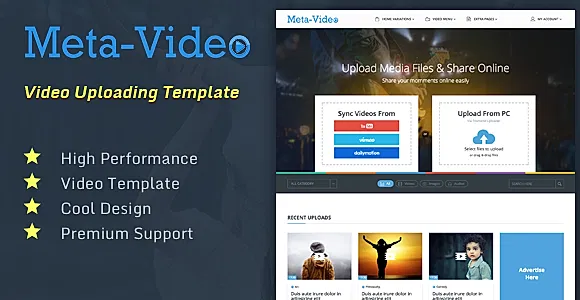 Meta Video | Photo/Video/Audio Uploading Social HTML Template
