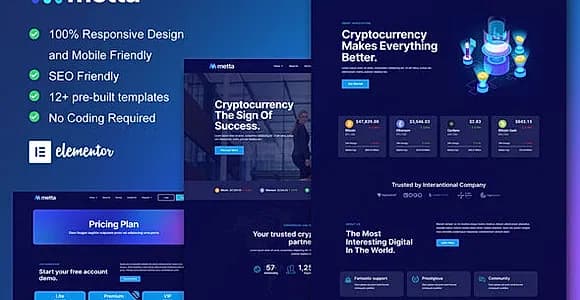 Metta - Cryptocurrency Blockchain & Bitcoin Elementor Template Kit