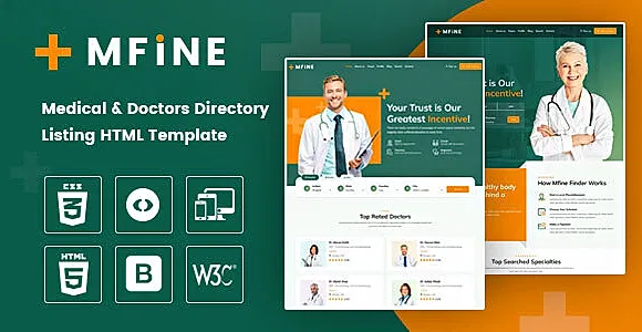 Mfine - Medical & Doctors Directory Listing HTML Template