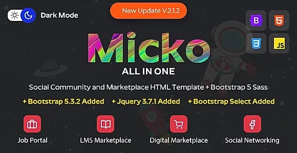 Micko - Social Community and Marketplace HTML Template