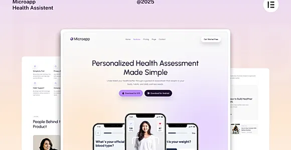 MicroApp - SaaS Mobile App Website Elementor Template Kits