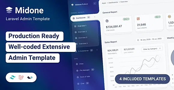 Midone - Laravel & AlpineJs, Tailwind Admin Dashboard Template