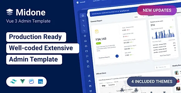 Midone - Tailwind CSS Vuejs 3 Admin Dashboard Template + HTML Version