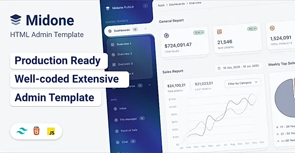 Midone - Tailwind 4+ HTML Admin Dashboard Template