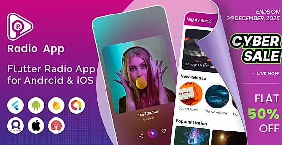 Mighty Radio - Flutter radio streaming app with php backend