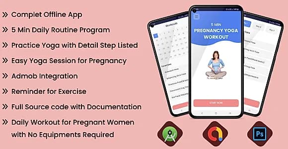 5 Min Pregnancy Yoga Workout – Android Full Application with Admob GDPR