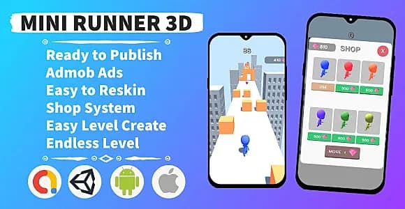 Mini Runner 3D (Unity+Admob+Hypercasual+Android)