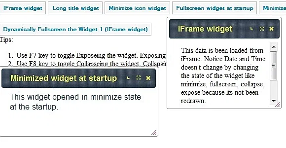 Minimize, Maximize dialog/modal