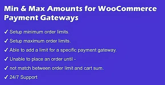 Minimum and Maximum Order Amounts for WooCommerce Payment Gateways
