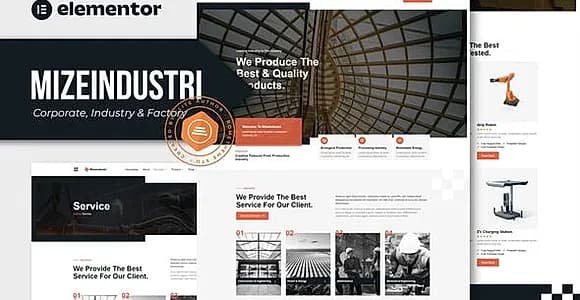 Mizeindustri - Corporate, Industry & Factory Elementor Template Kit