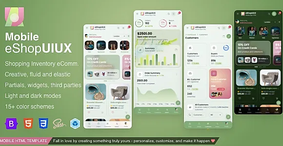 Mobile eShopUIUX Shopping and Ecommerce Admin Bootstrap 5 Mobile HTML Temaplate
