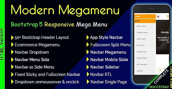 Modern Megamenu - Bootstrap Responsive Mega Menu