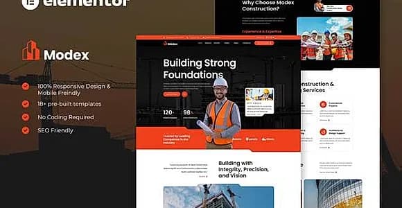 Modex - Construction & Building Services Elementor Template Kit