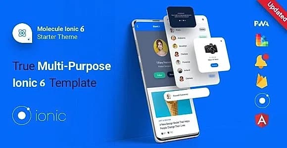 Molecule Ionic Starter Theme - Ionic 6, Angular 13, Sass, Firebase,