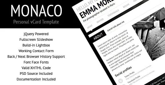 Monaco - Personal vCard Template