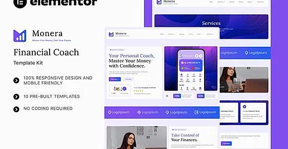 Monera - Financial Coach Elementor Template Kit