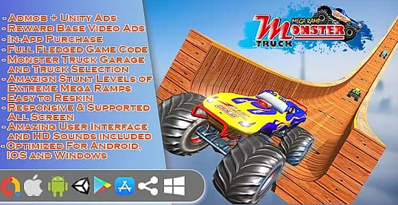 Monster Truck Stunt Game  Unity 3d