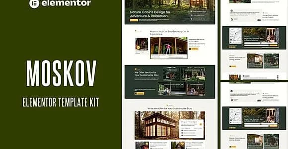 Moskov - Eco-Friendly Cabin Rental Adventure Elementor Template Kit