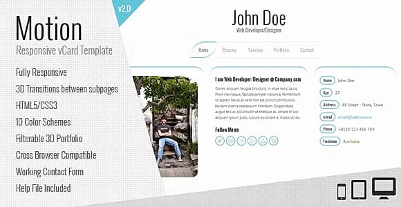 Motion | vCard HTML Template