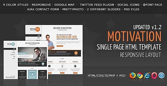 Motivation - Responsive Single Page HTML Template
