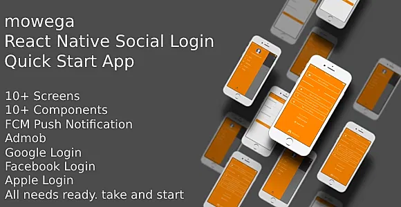 mowSocial React Native - Social Login Template App