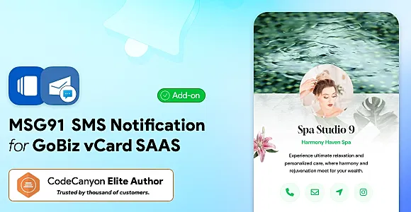 MSG91 SMS Addon for GoBiz vCard SaaS Business Card Builder Script