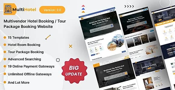 MultiHotel - Multivendor Hotel Booking / Tour Package Booking Website