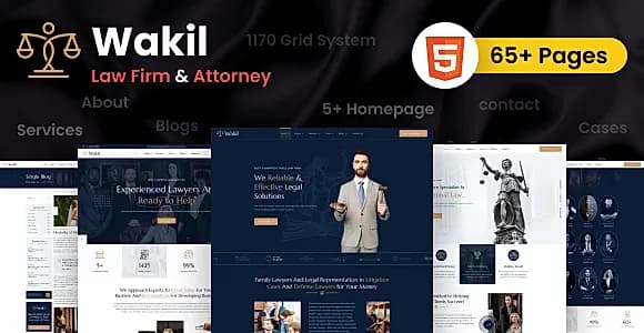 Multipurpose Lawyer & Attorney HTML Template - Wakil Law Firm Theme