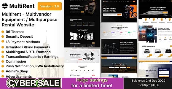 Multirent - Multivendor Equipment / Multipurpose Rental Website