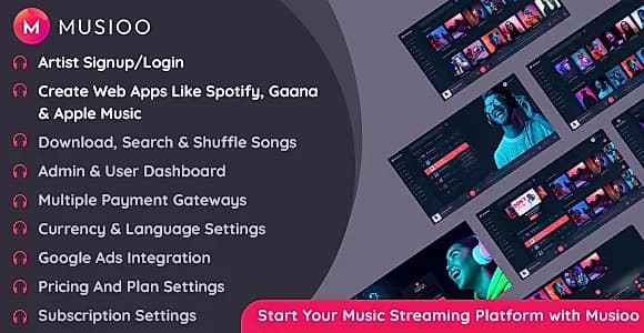 Musioo Music Streaming Platform Laravel Script