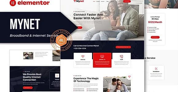 Mynet - Broadband & Internet Service Provider Elementor Template Kit