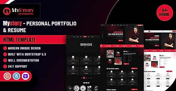 Mystory - Personal Portfolio & Resume HTML Template