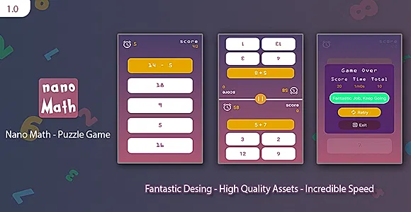 Nano Math: Android Puzzle Game (With AdMob)