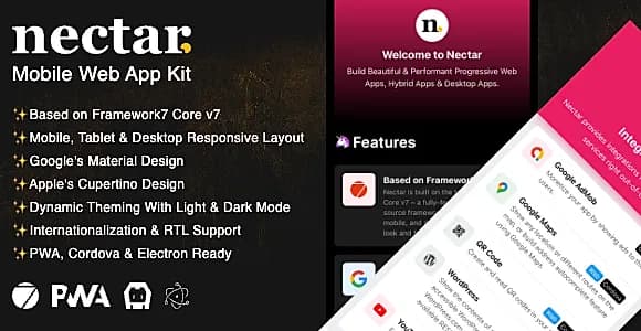Nectar - Framework7 Mobile Web App Kit