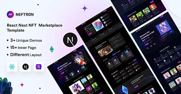 Neftron – NFT and Crypto Marketplace Nextjs Template