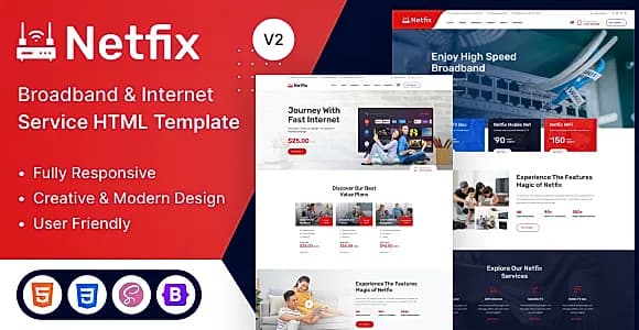 Netfix - Broadband & Internet Services HTML5 Template
