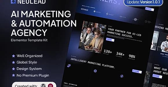 Neulead - AI Marketing & Automation Agency Elementor Template Kit