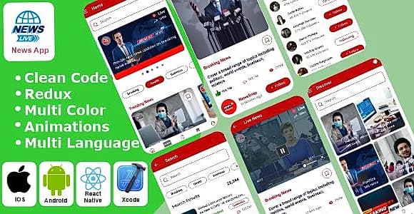 News App - Breaking News | Analysis | Live News | World News React Native iOS/Android App Template