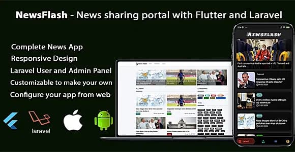 NewsFlash - News sharing portal with Flutter and Laravel